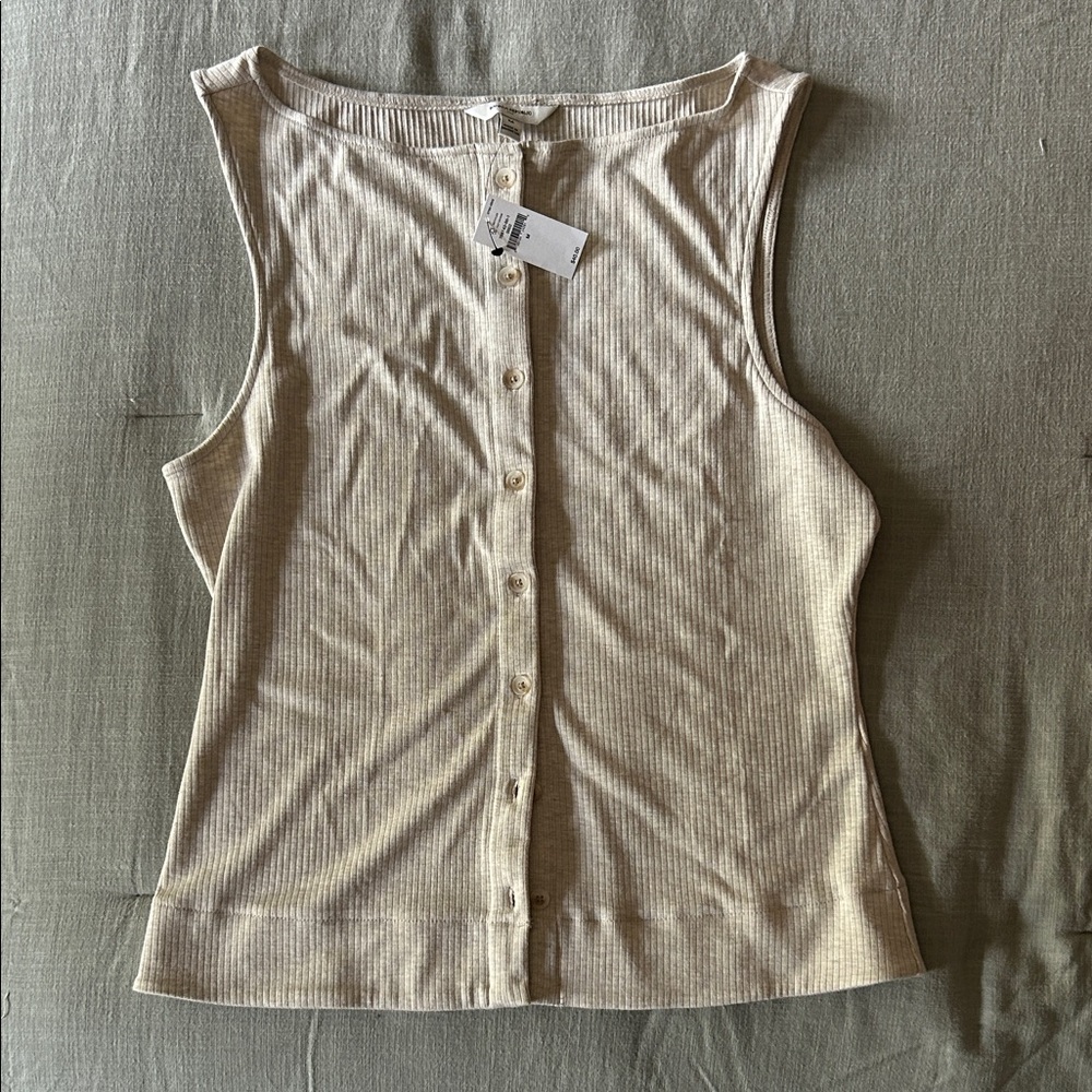 Banana Republic Heather Gray Button-Front Tank Top